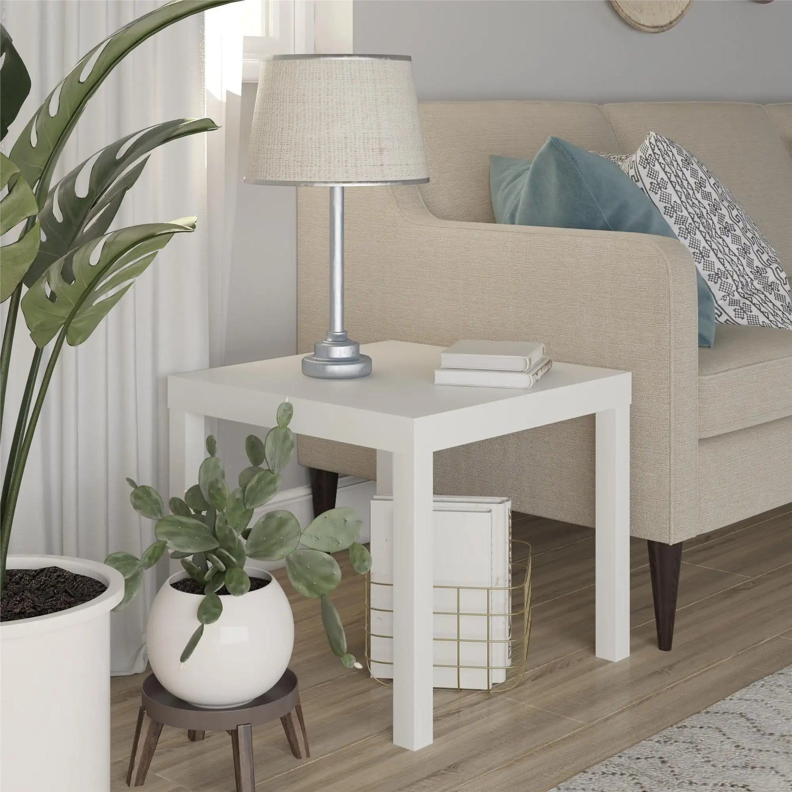 Parsons End Table, White\Black Oak\Canyon Walnut mesa  table side  living room furniture