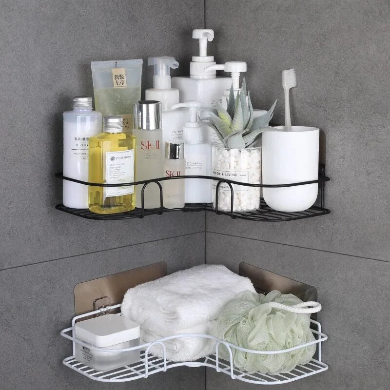 Bathroom Corner Storage Shelves Wall Mounted Rack Shampoo Storage Shelf Cosmetic Holder Metal Shelf